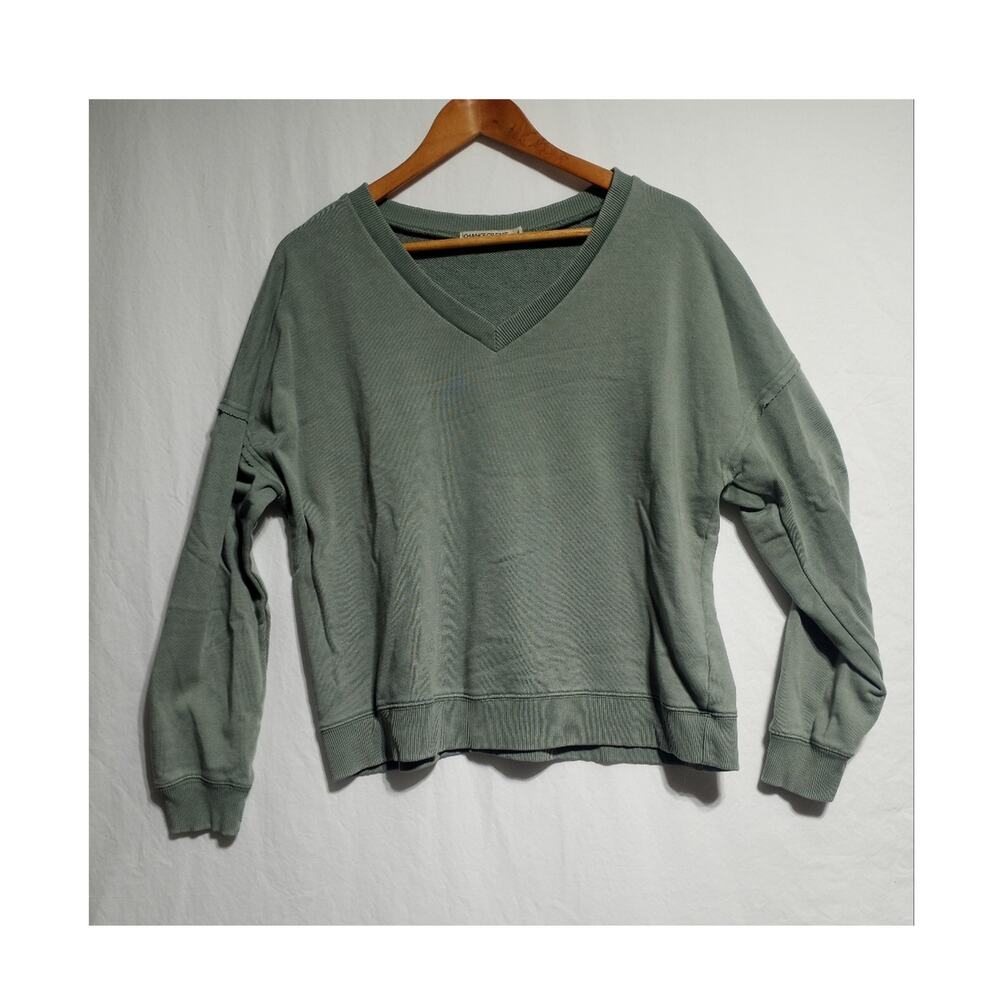 Chance Or Fate Woman's Green Pullover Cozy V-neck Sweatshirt Size Large